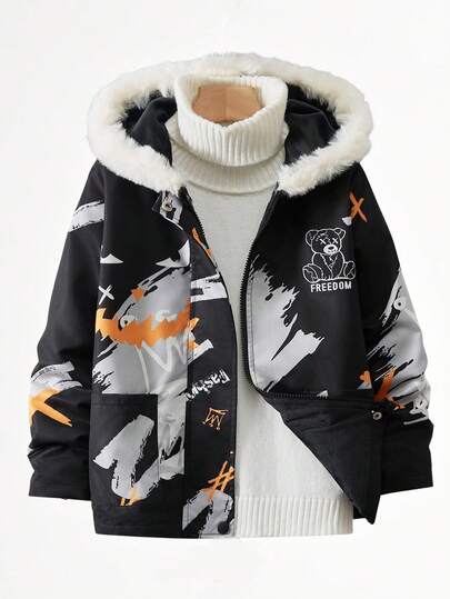 Fantacosmos Pojkars förtjockade och värmefodrade med brev och björntryck