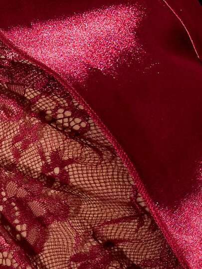 SilkySpell Verleidelijke High Slit Kanten Patchwork Faux Zijden Women Slip Dress view 6