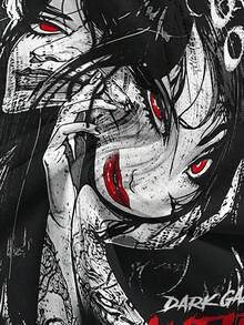 ROMWE Anime 恐怖黑暗恶魔新年情人节惊悚眼部美学Y2K街头朋克性感眼部装饰女士吊带背心 - 黑色 - 查看 3