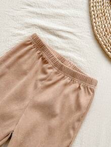 Vintaside Kids 女童春秋季蕾丝领长袖简约休闲西式衬衫搭配休闲长裤套装，适合温和天气旅行、度假、露营或日常休闲穿着 - 駝色 - 查看 8