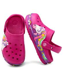 GETAC Sandalias chanclas luz LED de verano niño comodos para deporte y playa diseño unicornio dormido - Rosa Fucsia - Ver 4