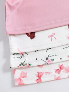 SHEIN Young Girls Undershirt-Camisole Tank Top Pack Of 4 Ballerina Floral Print Pink White Spaghetti Straps Lightweight Soft Breathable Stretchy Layering Sleepwear Everyday Toddler Cute Comfort Loungewear Party Holiday 2026 New Year Essential Four Seasons - Multicolor - View 5