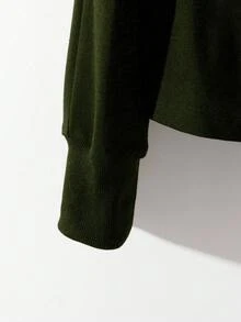 Franclia 女士黑白拼接连帽卫衣外套，秋冬款 - 墨綠色 - 查看 3