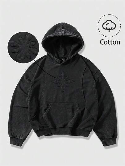 Men's Loose Fit Casual Punk Hooded Sweatshirt With Pockets, Long Sleeve