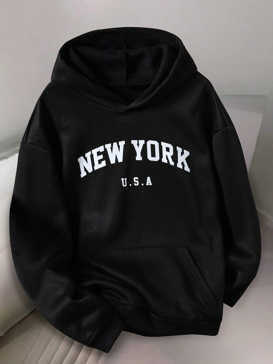 SHEIN Mirajuku Jugendliche/Teenager Lässiger einfarbiger leichter grauer Hoodie Sweatshirt