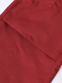 SHEIN Explorewe 2 件套女孩口号印花字母白色圆领运动衫搭配时尚休闲卡其色工装裤，街头风服装 - 酒紅色 - 查看 6