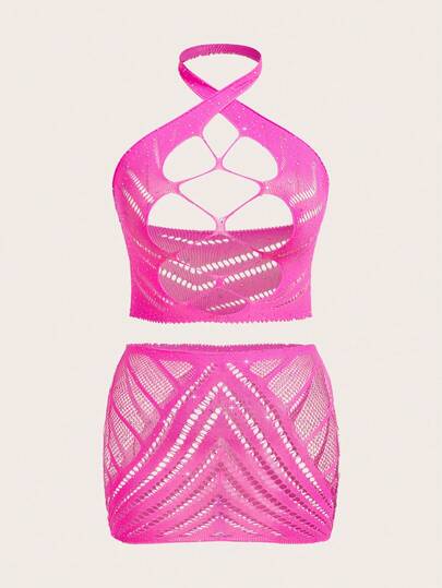 Plus Size Women's Sexy Halter Sleeveless Backless Lingerie