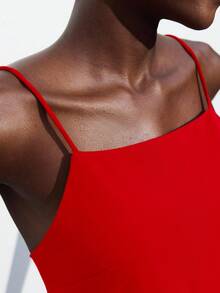 Maija 新款红色可调节系带露背吊带背心，女士春夏款 - 紅色 - 查看 6