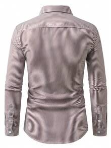 Manfinity Mode Men's Casual Striped Print Patchwork Pocket Long Sleeve Shirt, Suitable For Daily Wear And Commuting, Spring/Autumn - Multicolor - View 2