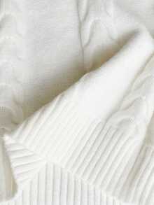 SHEIN Serisse Kids 少女两件套针织无袖羊毛扭结高领上衣 - 黑與白 - 查看 16