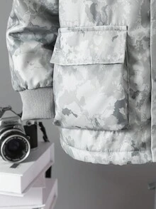 Vacaura 1pc Tween Boys' Casual Autumn/Winter Thermal Lined Cargo Jacket Fall