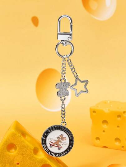 TOM & JERRY X SHEIN 1个可爱油滴钥匙扣，适合作为吊坠装饰，精致小礼物