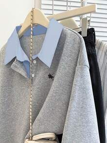 Resyla Autumn/Winter New Casual College Style Women Sweatshirt - Grey - View 4