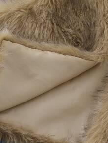 Tween Girl V-Neck Faux Fur Sleeveless Jacket, Autumn/Winter - Brown - View 5