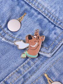 SCOOBY-DOO X SHEIN 1pc Creative Cute Cartoon Cool Dog Print Brooch, Suitable For Various Parties, Concerts/Festivals - Gold - View 2