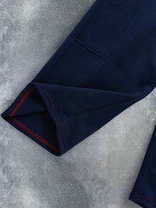 Lässige, locker sitzende Patchwork-Grau Gerade Bein Jogginghose, vielseitige Sporthose für Teenager Jungs, ganzjährig - marineblau - Übersicht 5