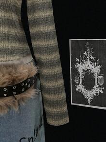 INAWLY Maglietta a bustier grigia a costine, essenziale minimalista per uso quotidiano, adatta per festival e uscite, stile Y2K, taglie forti, per autunno/inverno - Multicolore - Visualizzare 4