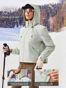 OutZeal Women Outdoor Jacket Camping Hiking Water-Resistant Windproof Crop Length With Zip Pockets