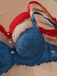 5pcs/Set Romantic Lace Gather Bras, Lift & Enhance Small Bust, Adjustable Everyday Wear - Multicolor - View 3