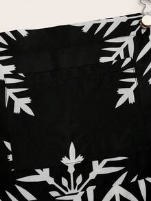 Sweetra 性感优雅的红色雪花印花A字迷你连衣裙，百搭时尚，适合新年、圣诞节和冬季穿着。 - 黑色 - 查看 7