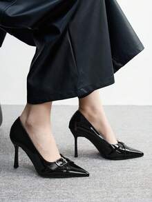 CUCCOO BIZCHIC 极简纯色尖头细跟女式高跟鞋 - 黑色 - 查看 5