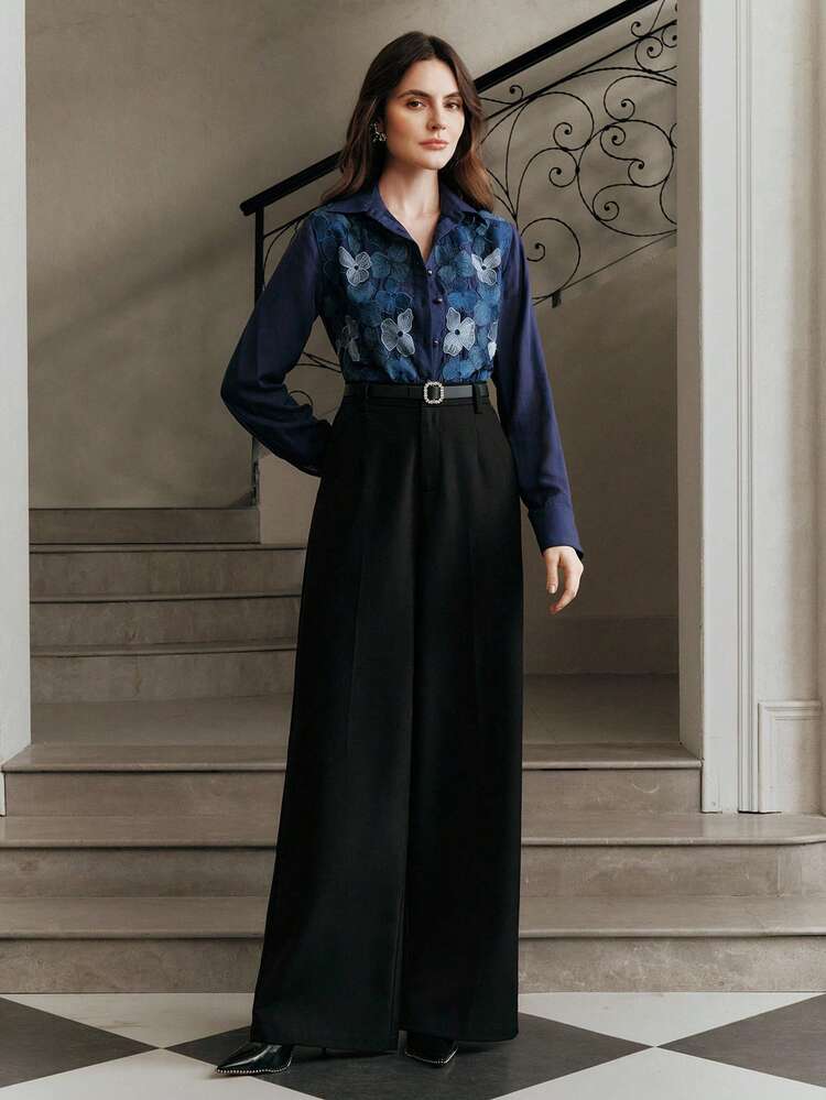 Blusa beige de manga larga bordada para mujer, top elegante para otoño, salir, formal, fiesta, elegante, Año Nuevo, Navidad, trabajo, graduación, boda