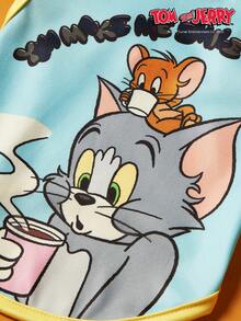 TOM & JERRY X PETSIN 1pc/2pcs Pink Blue Color Blocked Pet Cat And Dog Universal Elastic Comfortable Cat And Mouse Cute Cartoon Pattern Printed Fashionable Dog Vest - Multicolor - View 9