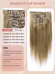 #P14/613 Dark Blonde Mix Bleach Blonde Clip In Hair Extensions Real Human Hair 120g 7pcs Clip In Extensions Straight Remy Hair Clip In Hair Extensions - SP14/613 - View 4