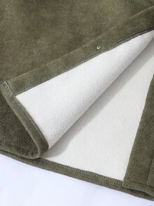 Vacaura 1 Set Teen Boys' Thermal Lined Green Casual Hoodie & Pants 2 Pieces Outfit - Dark Green - View 10