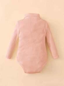 Infant Plain Minimalist Everyday Turtleneck Long Sleeve Bodysuit - Pink - View 2