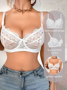 1 Áo ngực có gọng ren vá dành cho nữ - trắng - Xem 1
