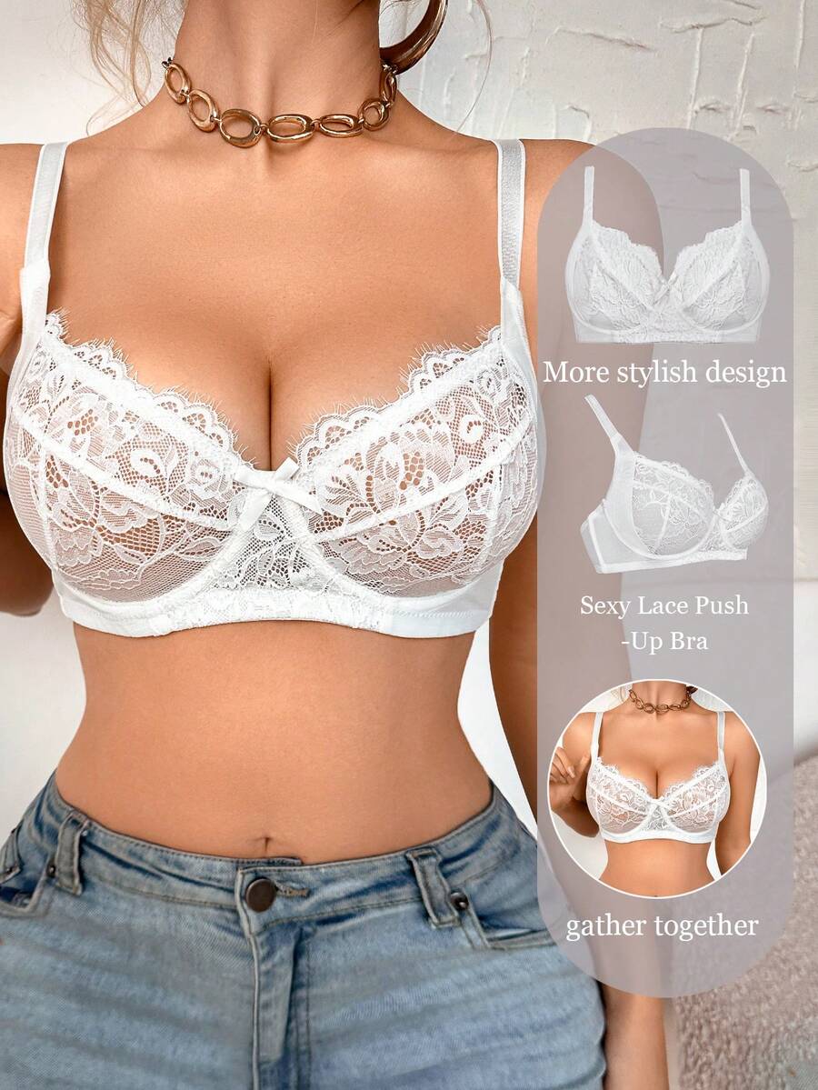 1 Áo ngực có gọng ren vá dành cho nữ - trắng - Xem 1