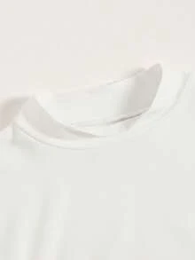 Camiseta corta delgada unicolor de cuello alto manga larga perfecta para cualquier ocasión invierno otoño primavera verano - Blanco - Ver 3