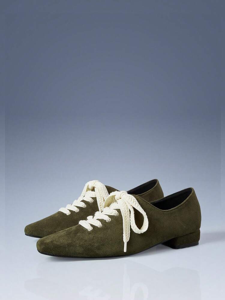 CUCCOO GRLICON Women's Pointed Toe Lace-Up Design Casual Chunky Heel Pumps, Suitable For Christmas, Thanksgiving, New Year Party Outfits