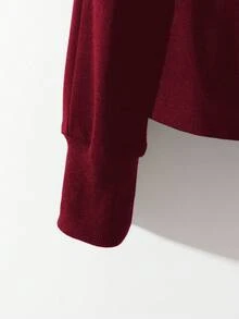 Franclia Chaqueta con capucha de sudadera de patchwork negro y blanco para mujer, otoño/invierno - Burdeos - Ver 5
