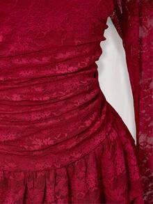 SHEIN ICON Vestido ceñido de manga larga con encaje para mujer de talla grande