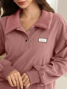 Al Najma Damen Herbst/Winter Cord-Kleid mit Kragen und Patch