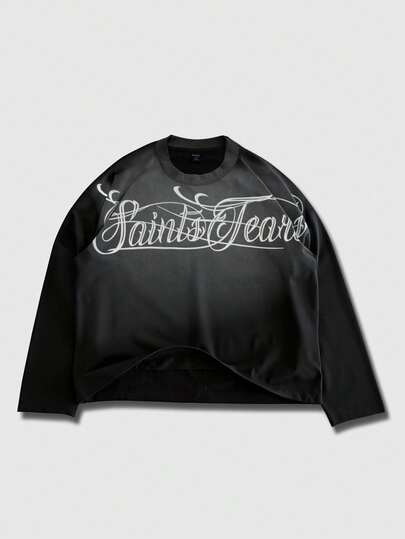 Street Life Unisex Punk Street Style Letter Print Casual Long Sleeve Tops, Couple Matching