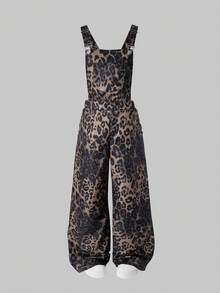 SHEIN ChillGRL 少女豹纹阔腿休闲连体裤