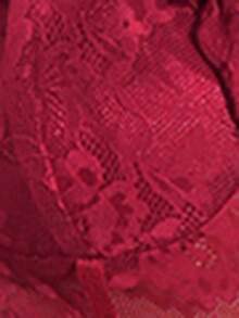 DelicateAllure 女士纯色蕾丝拼接吊带睡裙 - 酒紅色 - 查看 13