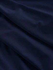SHEIN MOD 女士圆领金属扣褶裥鱼尾下摆修身连衣裙 - 藏蓝色 - 查看 4