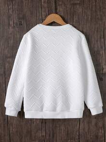 SHEIN Vacaura 青少年男孩几何图案字母印花圆领长袖休闲卫衣