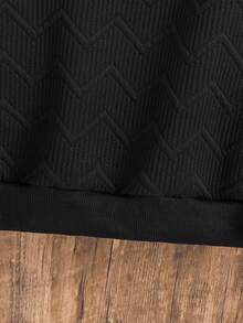 SHEIN Tween Boy Solid Round Neck Long Sleeve Sweatshirt With Emblem, Casual For Everyday Wear, School, Campus, College Chic Outfits For Autumn/Winter