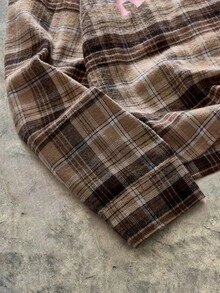 AXEPEAK 休闲街头嘻哈英文印花宽松短袖/长袖男士衬衫 - 卡其色 - 查看 4