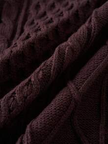 Airaco 男士立领半拉链毛衣，美式针织套头衫，男士立领针织毛衣冬季 - 咖啡棕 - 查看 3