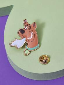 SCOOBY-DOO X SHEIN 1pc Creative Cute Cartoon Cool Dog Print Brooch, Suitable For Various Parties, Concerts/Festivals - Gold - View 1