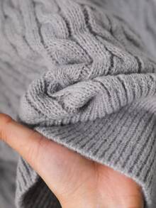 CosyJoli Plus Size Women Gray Twist Knit Sweater Collared Sweater Women Sweater Gray Sweater Cable Knit Sweater Sweater With Collar Cute Sweater In Fall/Winter