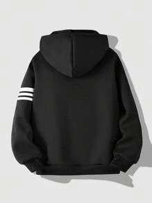 Vacaura 1pc Striped Casual Hoodie Jacket For Teenage Boys, Warm Lining, Versatile Spring/Autumn/Winter Fall