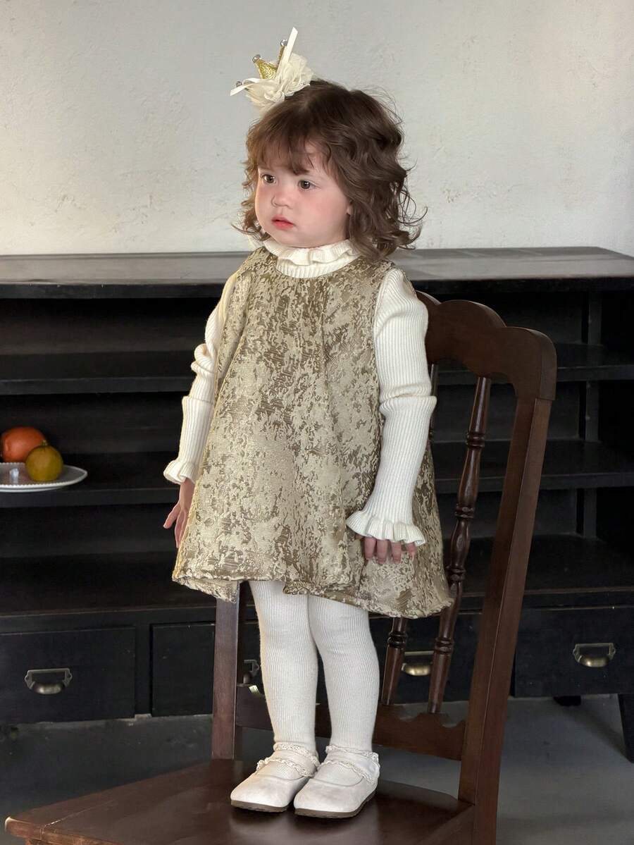 DAZY 女婴华丽圆领无袖生日派对礼服