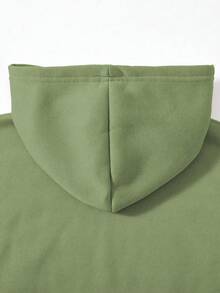 SHEIN Mirajuku 2 件套男童休闲连帽运动衫和运动裤，针织，秋冬 - 綠色 - 查看 4